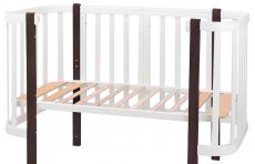 Ліжечко Babyroom Місяць білий - венге, 120x60 см, 4 рівні, матеріал вільха/бук